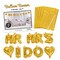 Essentials by Leisure Arts Balloon Banner Mr and Mrs and I Do Gold 2 Sets, Gold Foil Letter Balloons for Wedding and Bridal Shower Decor, 16 Inch Balloons with Straw